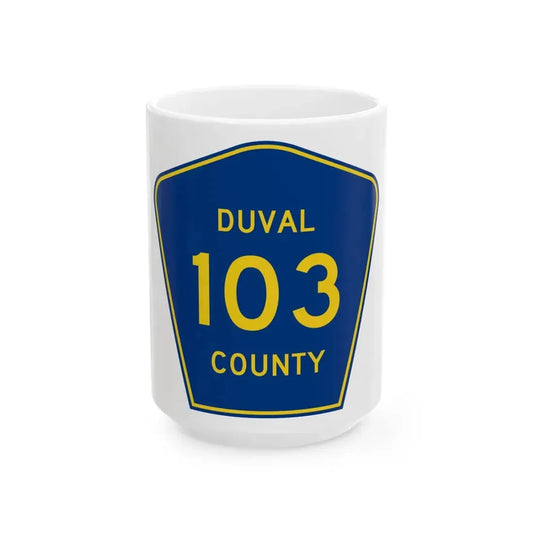 Duval County 103 (Florida) (Road Sign) White Coffee Mug 15oz - Go Mug Yourself