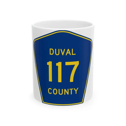 Duval County 117 (Florida) (Road Sign) White Coffee Mug 11oz - Go Mug Yourself