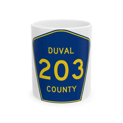 Duval County 203 (Florida) (Road Sign) White Coffee Mug 11oz - Go Mug Yourself