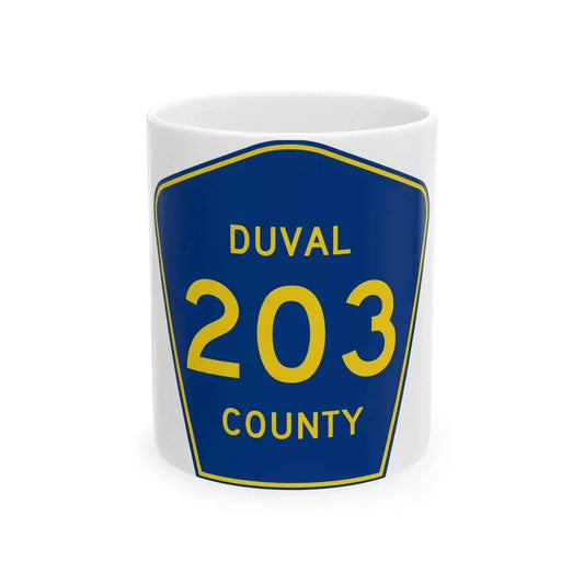 Duval County 203 (Florida) (Road Sign) White Coffee Mug 11oz - Go Mug Yourself