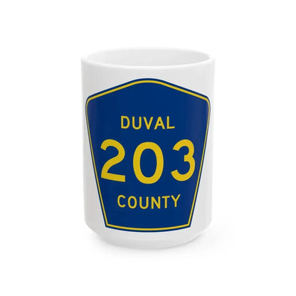 Duval County 203 (Florida) (Road Sign) White Coffee Mug 15oz - Go Mug Yourself