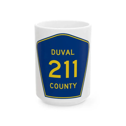Duval County 211 (Florida) (Road Sign) White Coffee Mug 15oz - Go Mug Yourself
