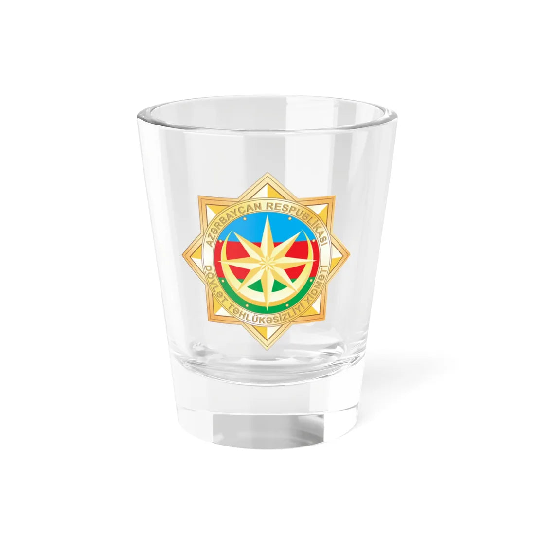 Dövlət Təhlükəsizliyi Xidmətinin loqosu (Azerbaijan) (Coat of Arms) Shot Glass 1.5oz 1.5oz - Go Mug Yourself