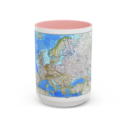 Europe (1983) (Map) Accent Coffee Mug-15oz-Pink-Go Mug Yourself