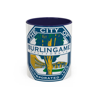 Seal of Burlingame California - Accent Coffee Mug-11oz-Navy-Go Mug Yourself