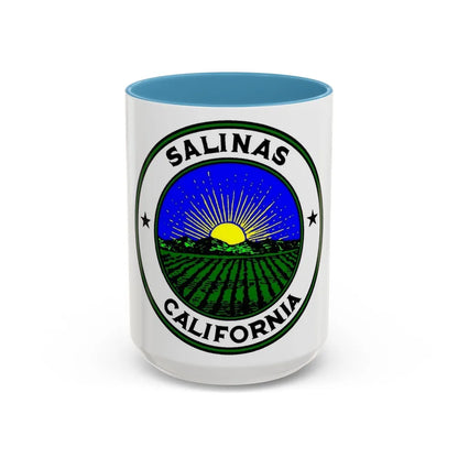 Seal of Salinas California - Accent Coffee Mug-15oz-Light Blue-Go Mug Yourself