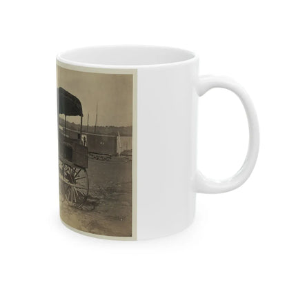 Covered Wagon With Side Curtains Rolled Up At A Military Facility (U.S. Civil War) White Coffee Mug-Go Mug Yourself