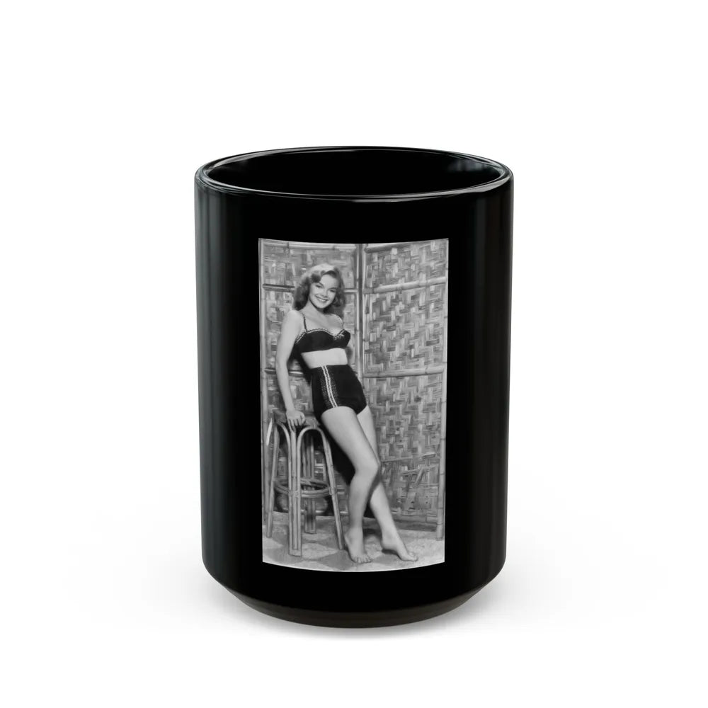 Leslie Parrish #33 (Vintage Female Icon) Black Coffee Mug-15oz-Go Mug Yourself