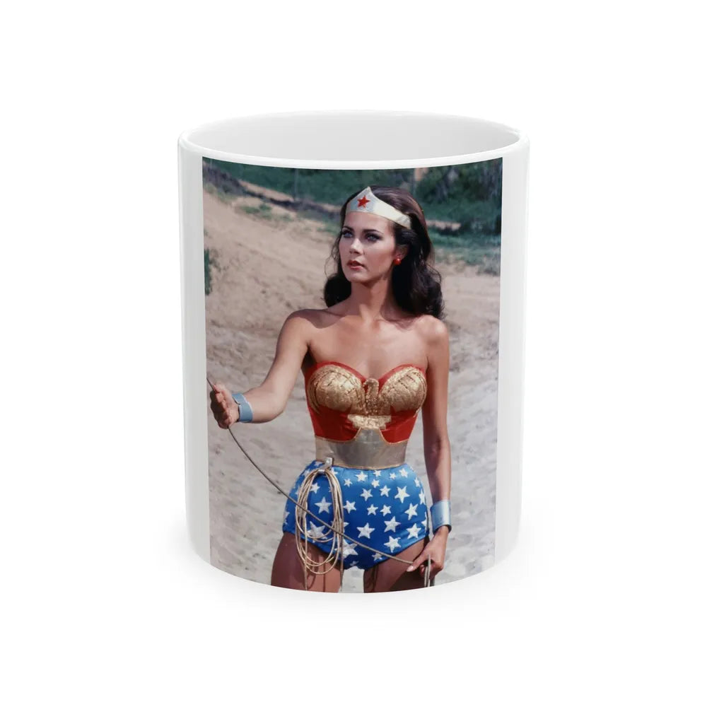 Lynda Carter #257 (Vintage Female Icon) White Coffee Mug-11oz-Go Mug Yourself