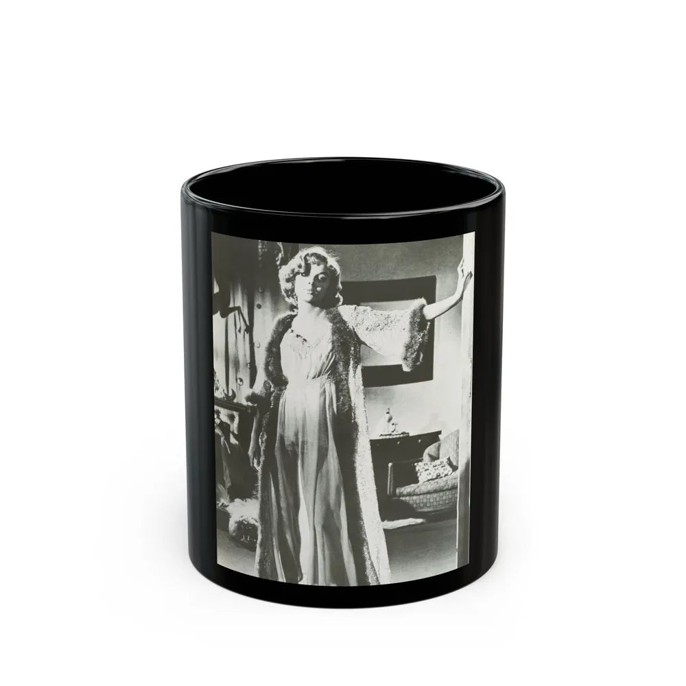 Leslie Parrish #04 (Vintage Female Icon) Black Coffee Mug-11oz-Go Mug Yourself