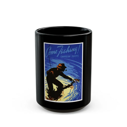 Come Fishing via the CP Travel System, 1939 - Black Coffee Mug-15oz-Go Mug Yourself