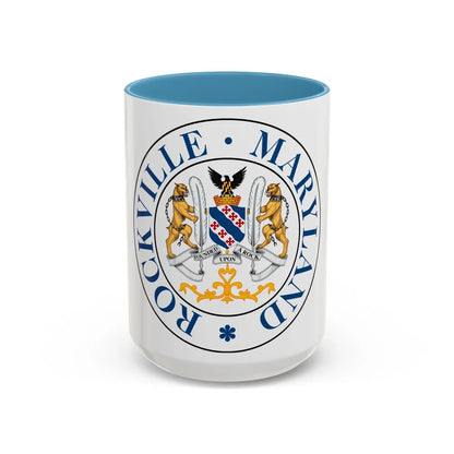 Seal of Rockville Maryland - Accent Coffee Mug-15oz-Light Blue-Go Mug Yourself