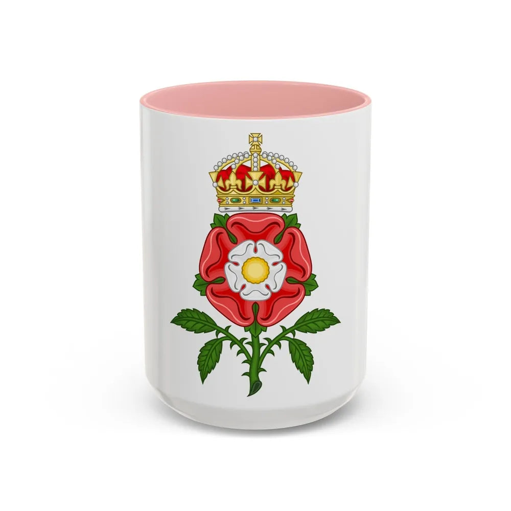 Tudor Rose (Tudor Heraldry) - Accent Coffee Mug-15oz-Pink-Go Mug Yourself