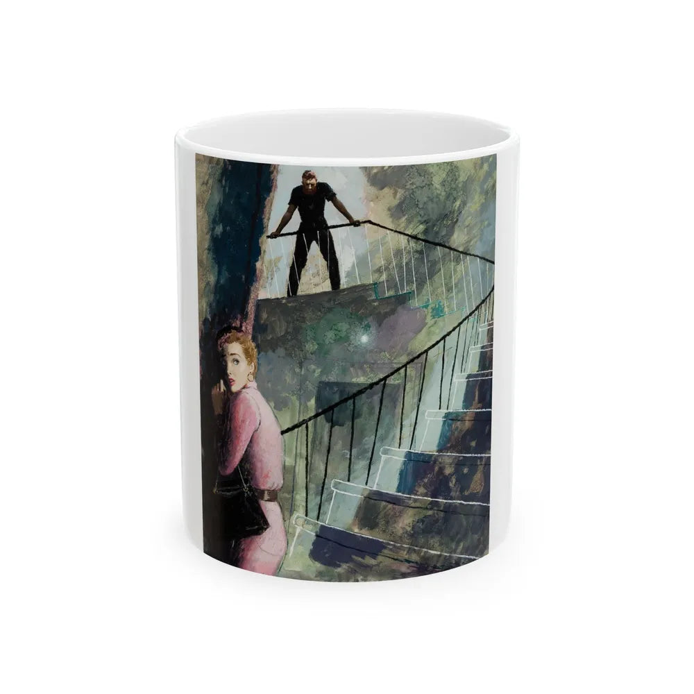 Down the Staircase, story illustration, circa 1955 - White Coffee Mug-11oz-Go Mug Yourself