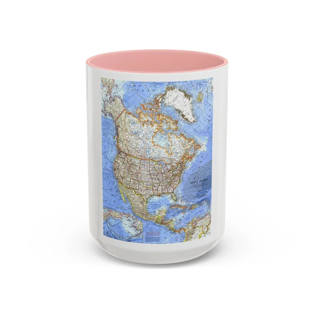 North America (1964) (Map) Accent Coffee Mug-15oz-Pink-Go Mug Yourself