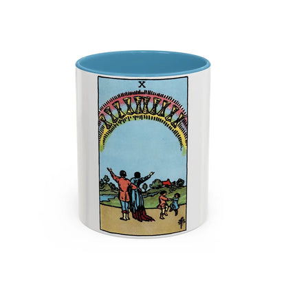 The 10 of Cups (Tarot Card) Accent Coffee Mug-11oz-Light Blue-Go Mug Yourself