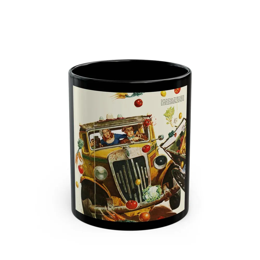 Driving Lesson Gone Bad, Collier's magazine, 1946 - Black Coffee Mug-11oz-Go Mug Yourself