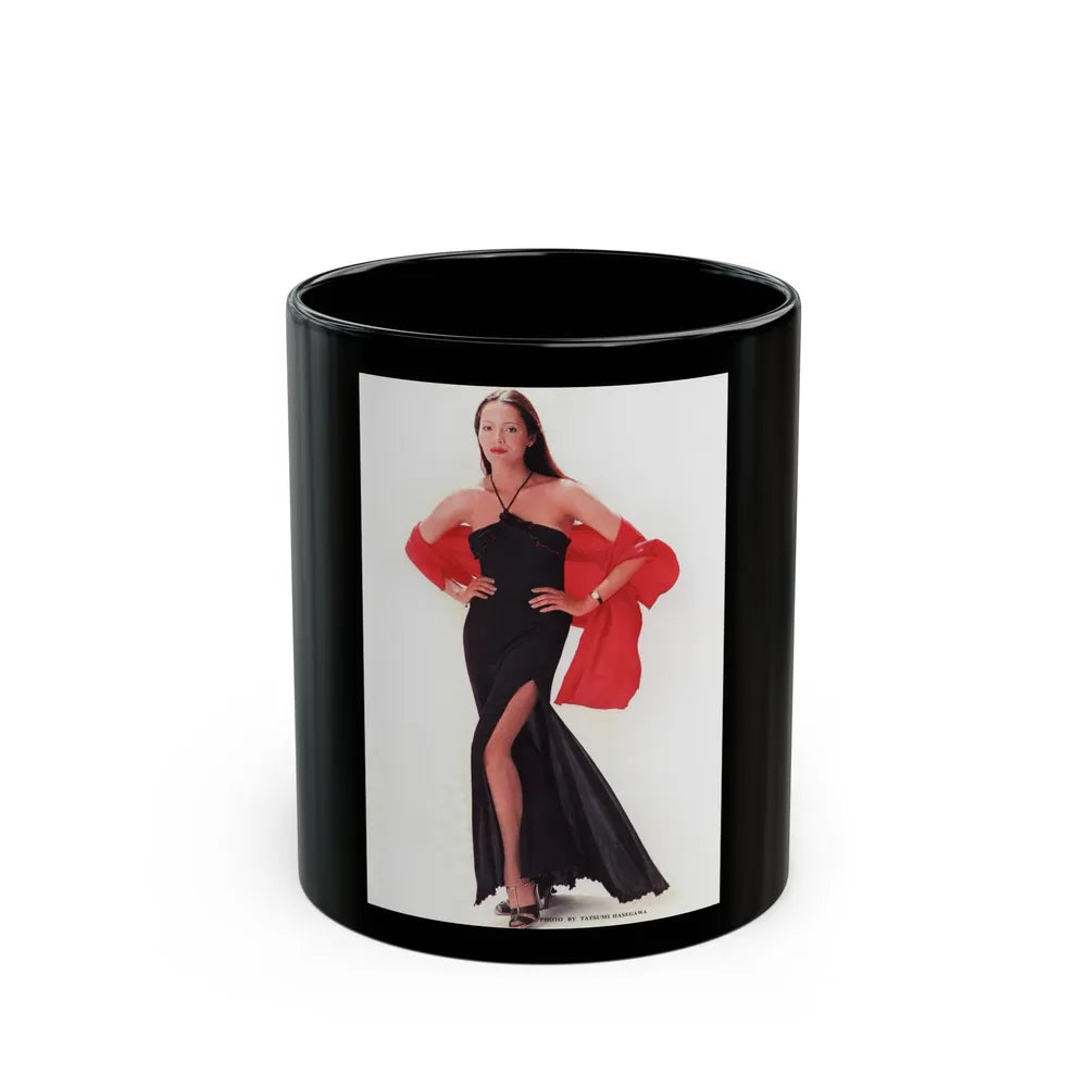 Barbara Carrera #123 (Vintage Female Icon) Black Coffee Mug-11oz-Go Mug Yourself