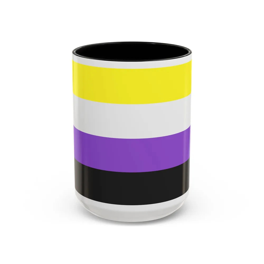 Nonbinary Pride Flag - Accent Coffee Mug-15oz-Black-Go Mug Yourself