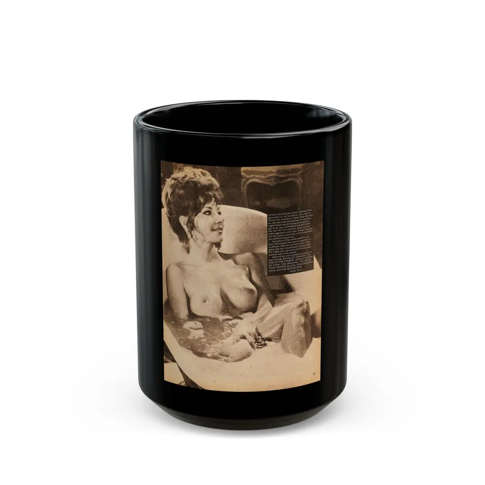 Ingrid Pitt #66 - Topless (Vintage Female Icon) Black Coffee Mug-15oz-Go Mug Yourself