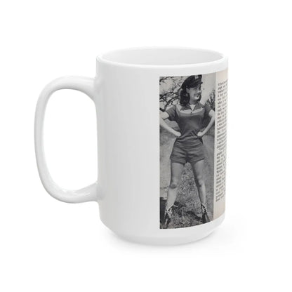 Terry Moore #462 - 66 PHOTOGRAPHS OF Terry MOORE U.K. Pocket Mag. Pages 54 & 55 (Vintage Female Icon) White Coffee Mug-Go Mug Yourself