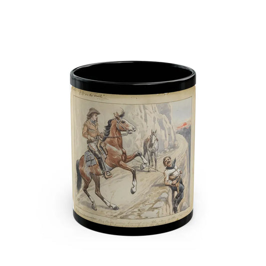 Buffalo Bill on the Trail - Black Coffee Mug-11oz-Go Mug Yourself