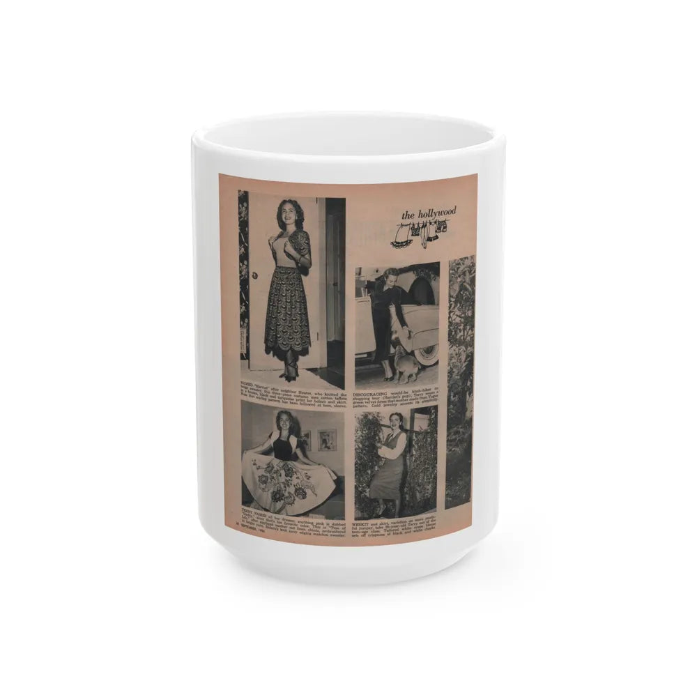 Terry Moore #638 - Magazine Page 4 B&W Photos+4 Captions (Vintage Female Icon) White Coffee Mug-15oz-Go Mug Yourself