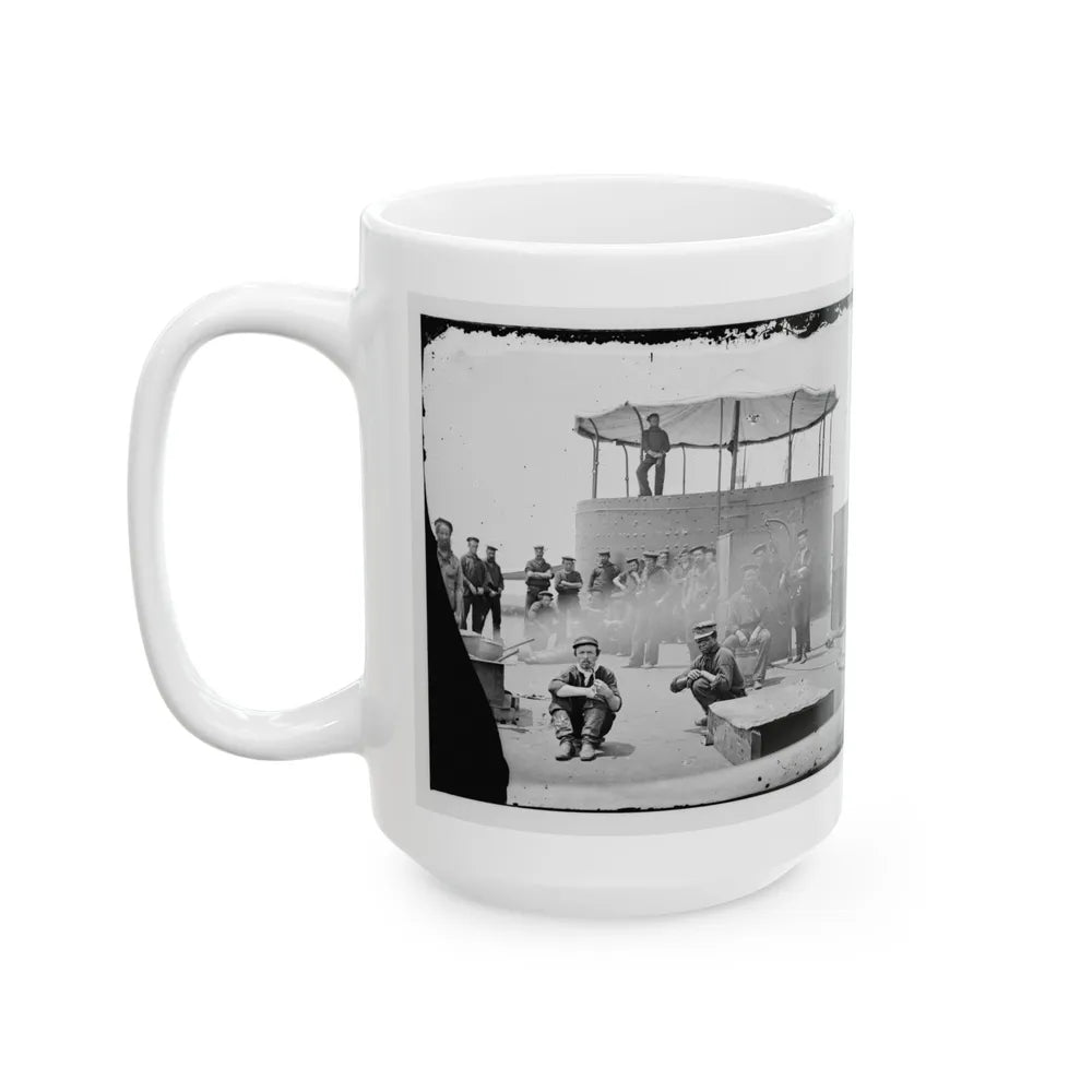 James River, Va. Sailors On Deck Of U.S.S. Monitor; Cookstove At Left (U.S. Civil War) White Coffee Mug-Go Mug Yourself