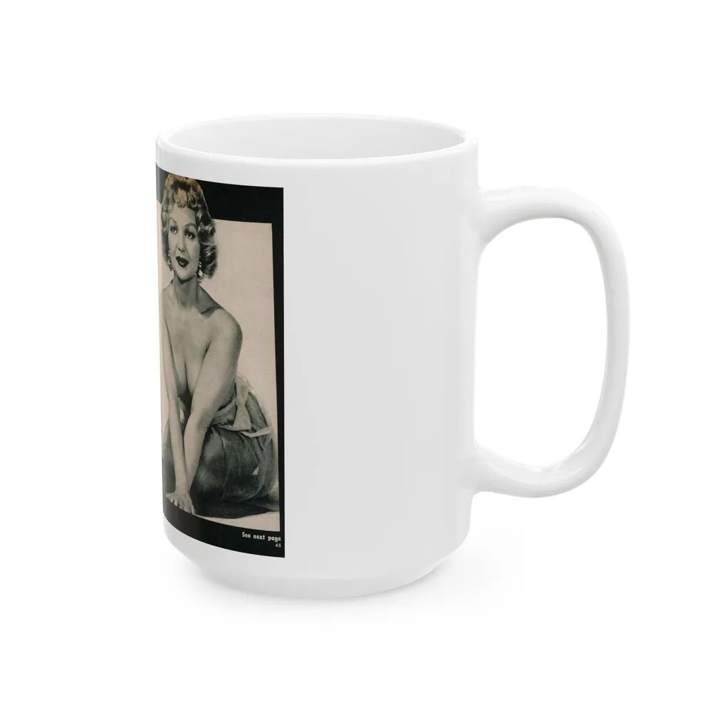 Greta Thyssen #138 - 2 Pages, 3 B&W Photos & Captions from VUE Digest Mag. Nov. '59 (Vintage Female Icon) White Coffee Mug-Go Mug Yourself