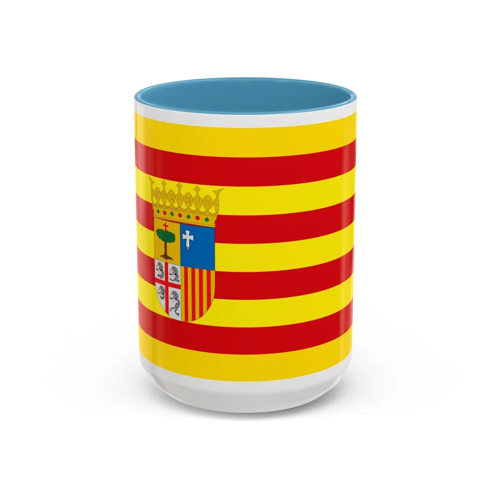 Flag of Aragon Spain - Accent Coffee Mug-15oz-Light Blue-Go Mug Yourself