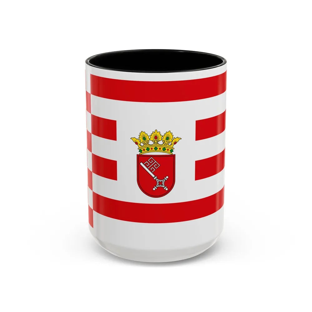 Flag of Bremen with middle arms Germany - Accent Coffee Mug-15oz-Black-Go Mug Yourself