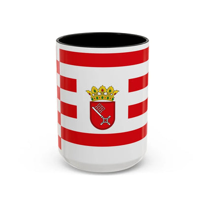 Flag of Bremen with middle arms Germany - Accent Coffee Mug-15oz-Black-Go Mug Yourself