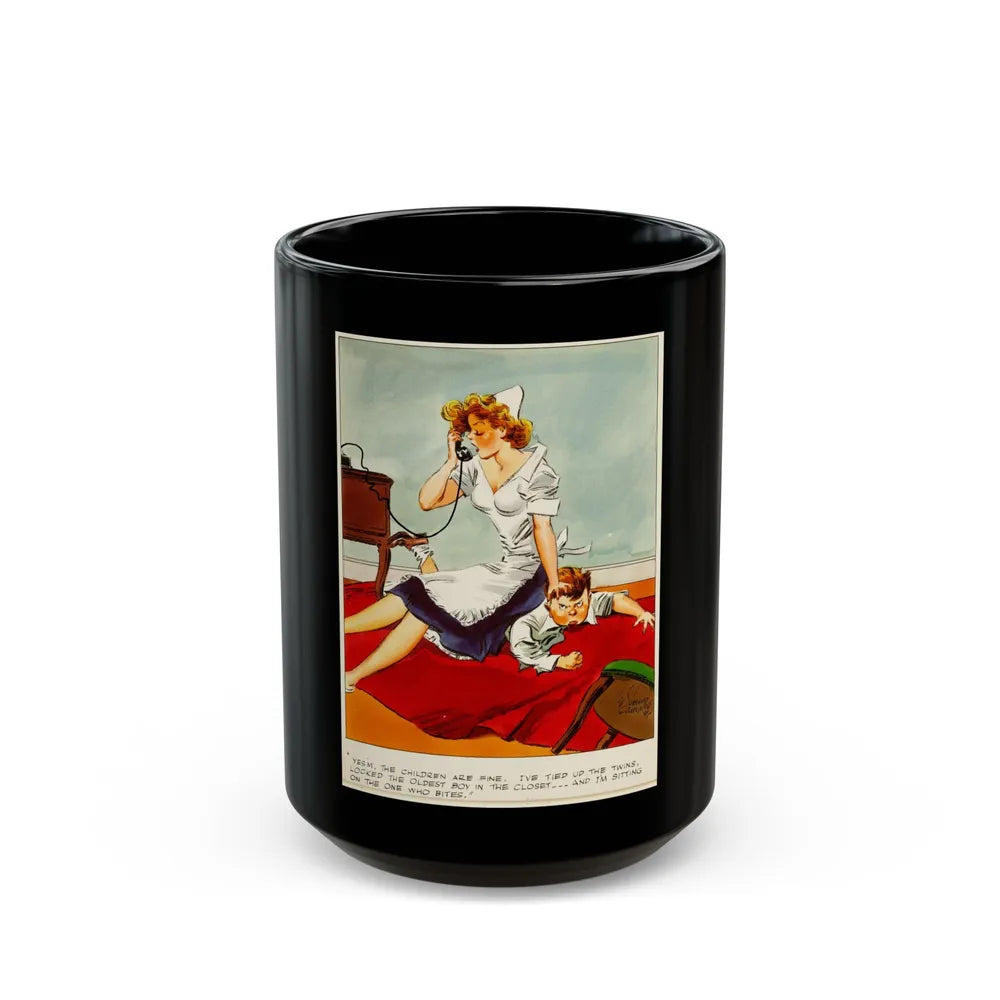 Cuties Hand Colored Daily Comic Strip, 1952 (1) - Black Coffee Mug-15oz-Go Mug Yourself