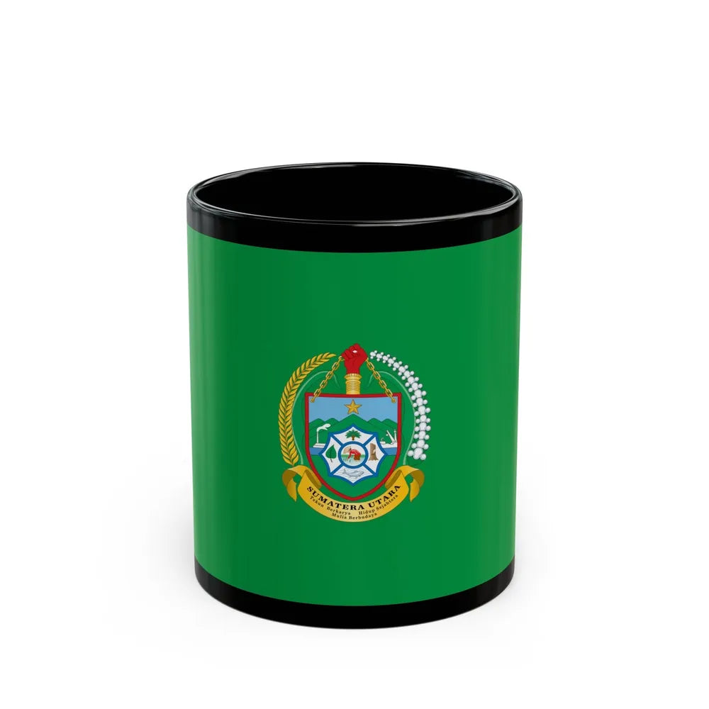 Flag of North Sumatra Indonesia - Black Coffee Mug-11oz-Go Mug Yourself