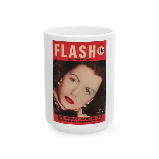 Faith Domergue #10 - Mag. Cover (Vintage Female Icon) White Coffee Mug-15oz-Go Mug Yourself