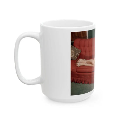 Doris Day #62 - Beautiful Feet & Red Painted Toes in White Thong Sandals (Vintage Female Icon) White Coffee Mug-Go Mug Yourself