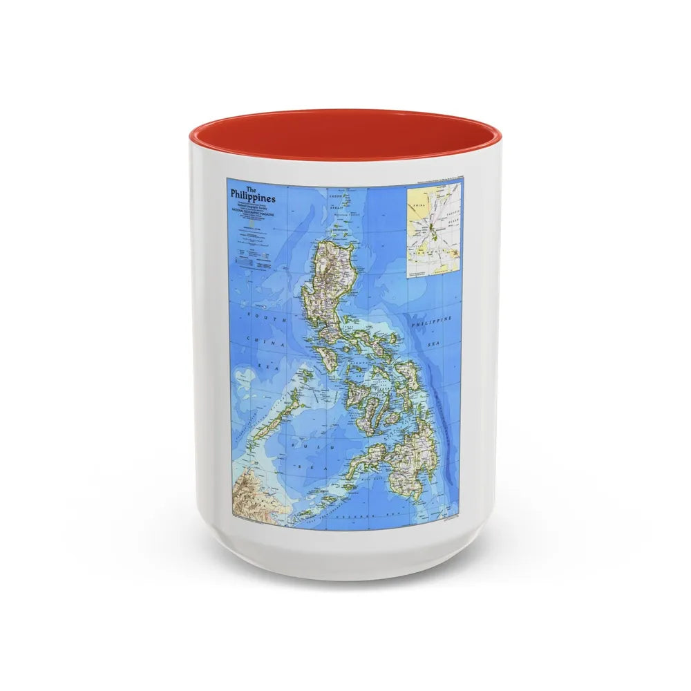 Philippines, The (1986) (Map) Accent Coffee Mug-15oz-Red-Go Mug Yourself