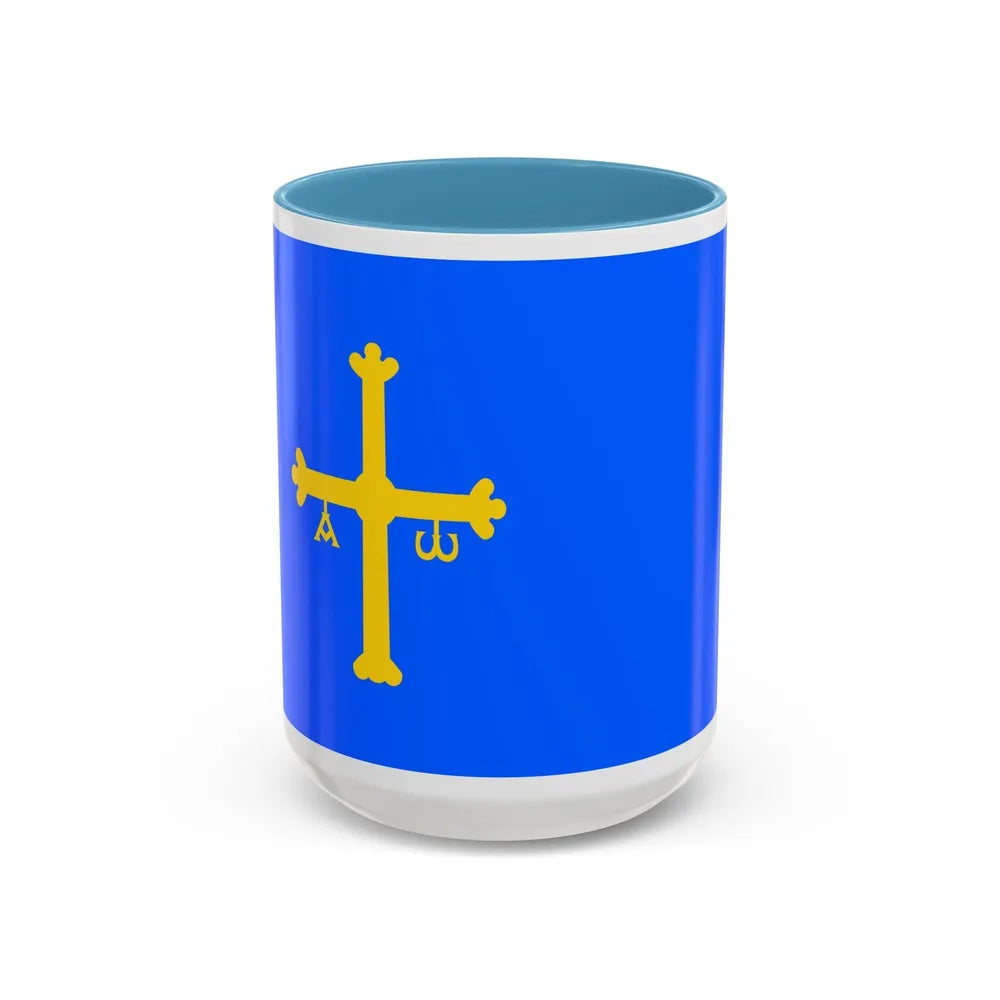 Flag of Asturias Spain - Accent Coffee Mug-15oz-Light Blue-Go Mug Yourself