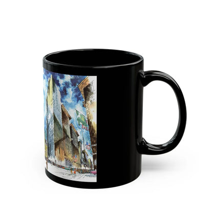 Broad and Chestnut Streets facing City Hall, Philadelphia - Black Coffee Mug-Go Mug Yourself