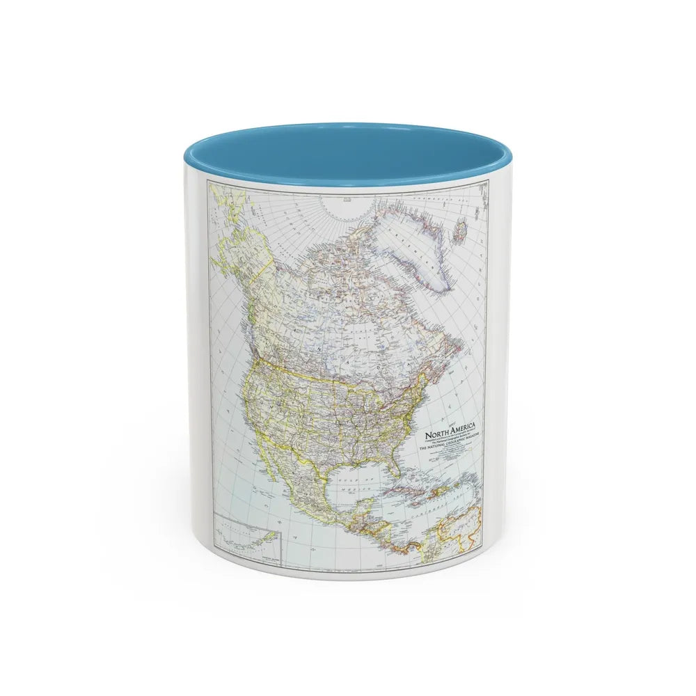 North America (1942) (Map) Accent Coffee Mug-11oz-Light Blue-Go Mug Yourself