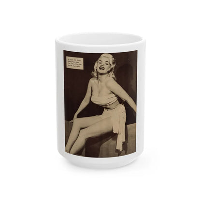 Jayne Mansfield #180 - 1 Pages, 1 Full Page B&W Photo & Caption from Glance Mag. August '59 (Vintage Female Icon) White Coffee Mug-15oz-Go Mug Yourself