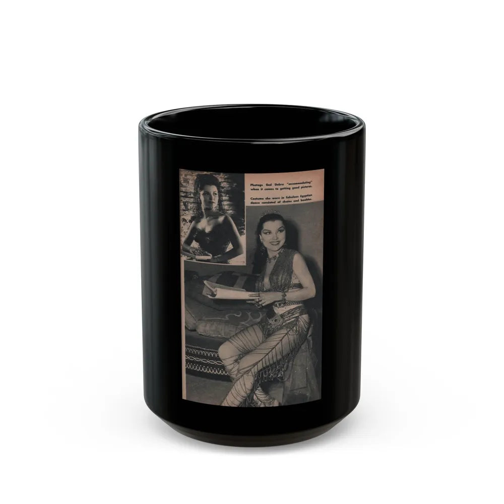 Debra Paget #487 - Scope Digest Mag. Nov. '55 - 2 B&W Photos & Captions (Vintage Female Icon) Black Coffee Mug-15oz-Go Mug Yourself