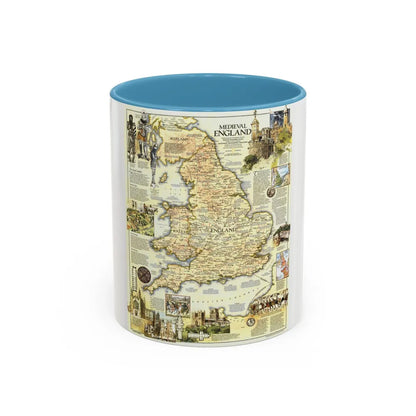 England - Medieval (1979) (Map) Accent Coffee Mug-11oz-Light Blue-Go Mug Yourself