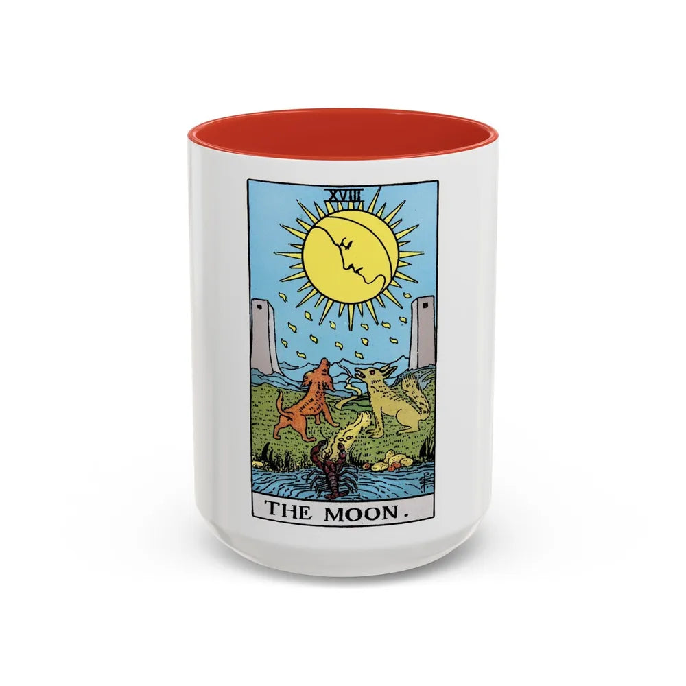 The Moon (Tarot Card) Accent Coffee Mug-15oz-Red-Go Mug Yourself