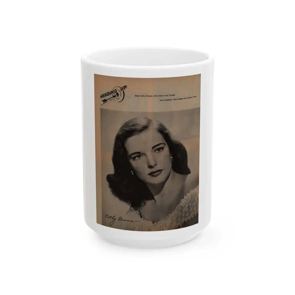 Cathy Downs #28 - 8x10 B&W Magazine Page Glamour Portrait (Vintage Female Icon) White Coffee Mug-15oz-Go Mug Yourself