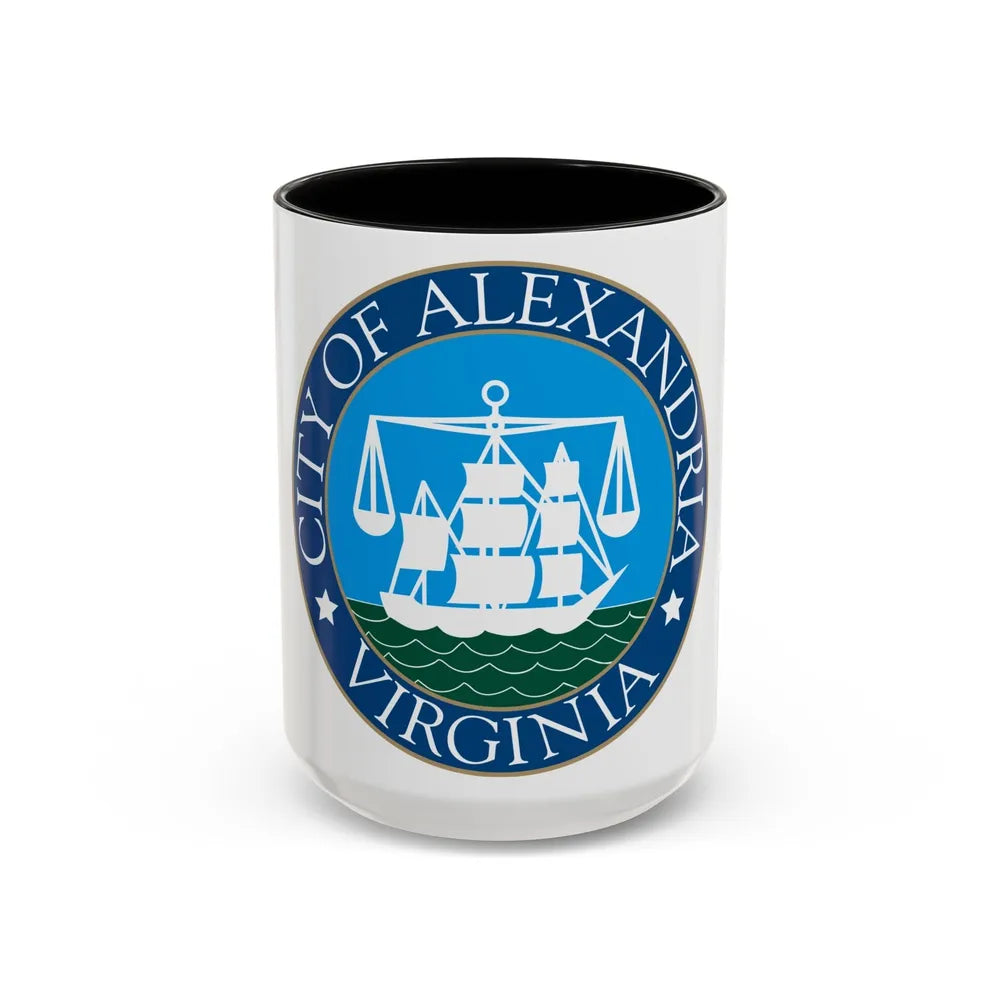 Seal of Alexandria Virginia - Accent Coffee Mug-15oz-Black-Go Mug Yourself