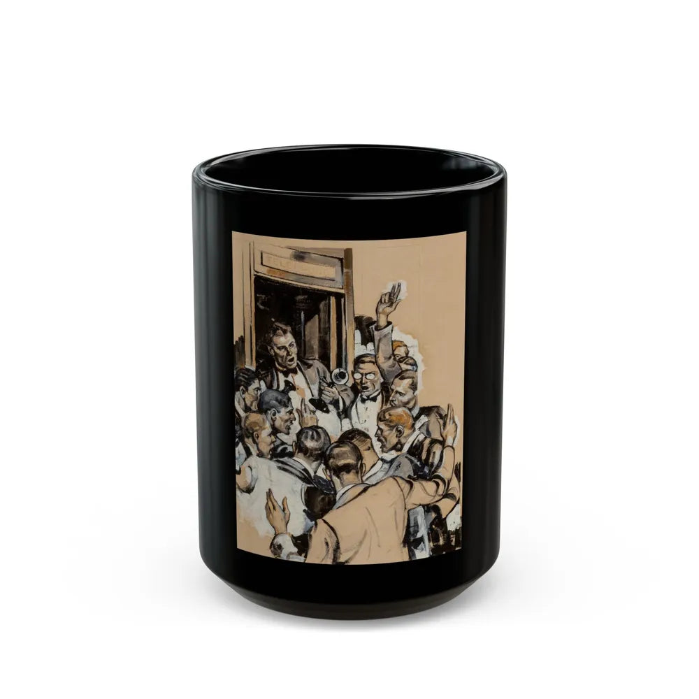 Crowding the Phone Booth - Black Coffee Mug-15oz-Go Mug Yourself