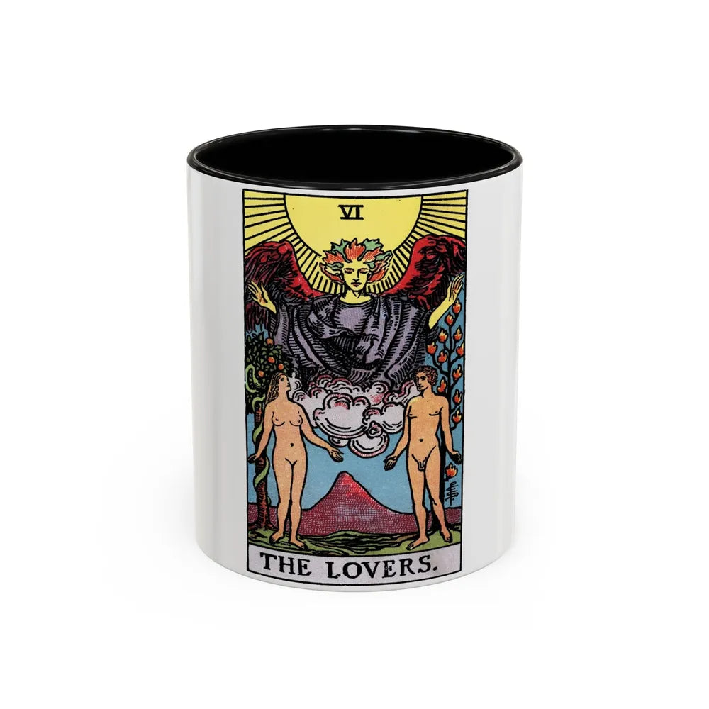 The Lovers (Tarot Card) Accent Coffee Mug-11oz-Black-Go Mug Yourself