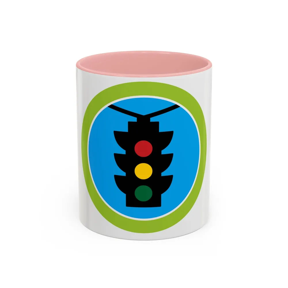 Traffic Safety (Boy Scout Merit Badge) Accent Coffee Mug-11oz-Pink-Go Mug Yourself