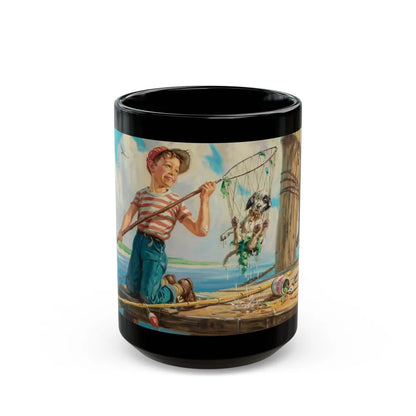 Dog in Net - Black Coffee Mug-15oz-Go Mug Yourself